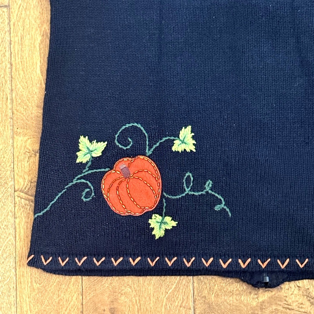 Vintage 90s Harvest Fall Teacher Sweater Vest Small White Stag Pumpkin Halloween - Picture 5 of 7